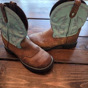 Brown & Mint Cowboy Boots